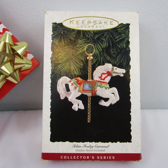 Hallmark 1993 Christmas Ornament Tobin Farley Carousel 2nd in Series with Stand - Picture 1 of 14
